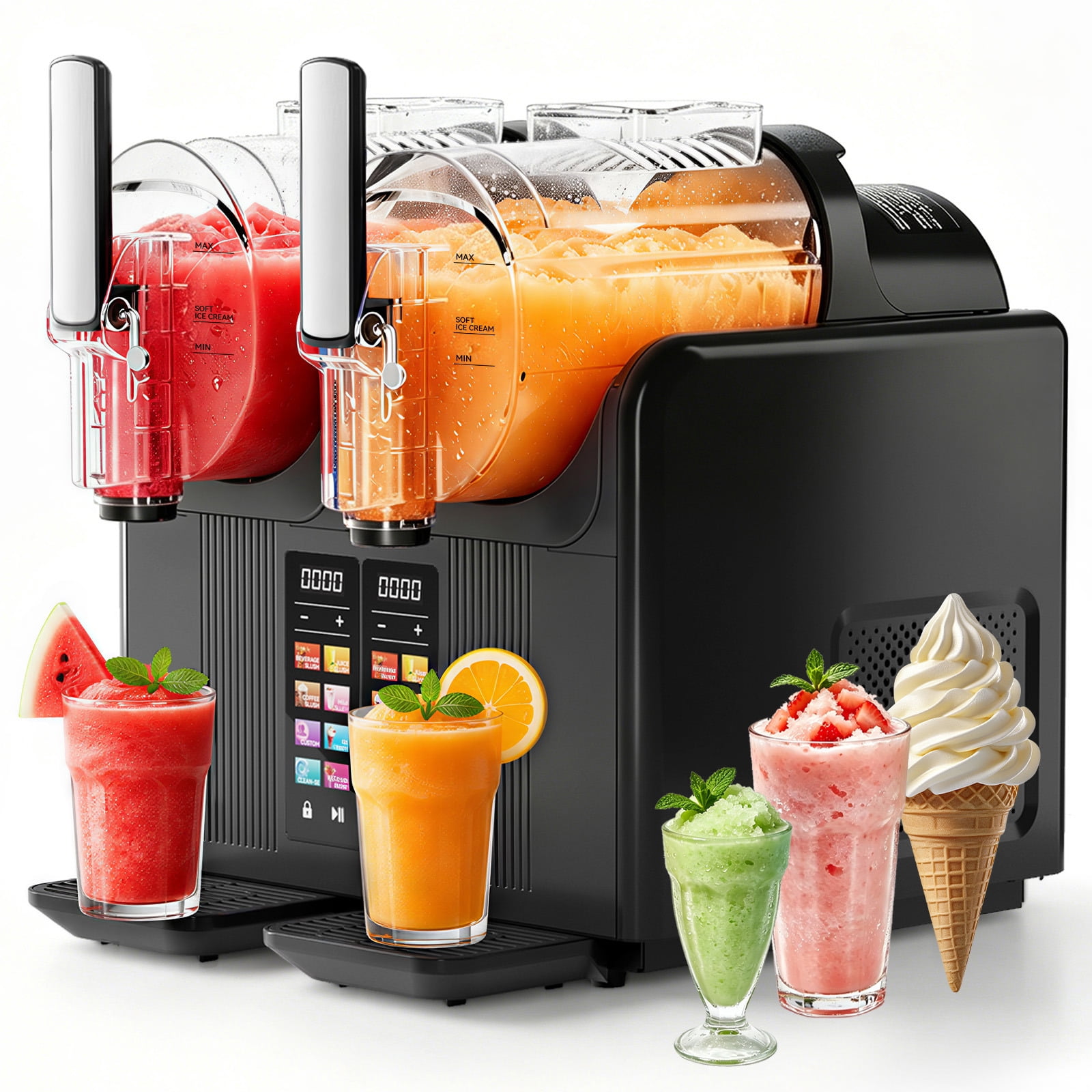 68oz*2 Slushie Machine, Large Capacity Frozen Drink Maker & Slushy Machine with 5 Presets and LED Display, Perfect for Frozen Margaritas, Frappes, Smoothies & Shakes, Black