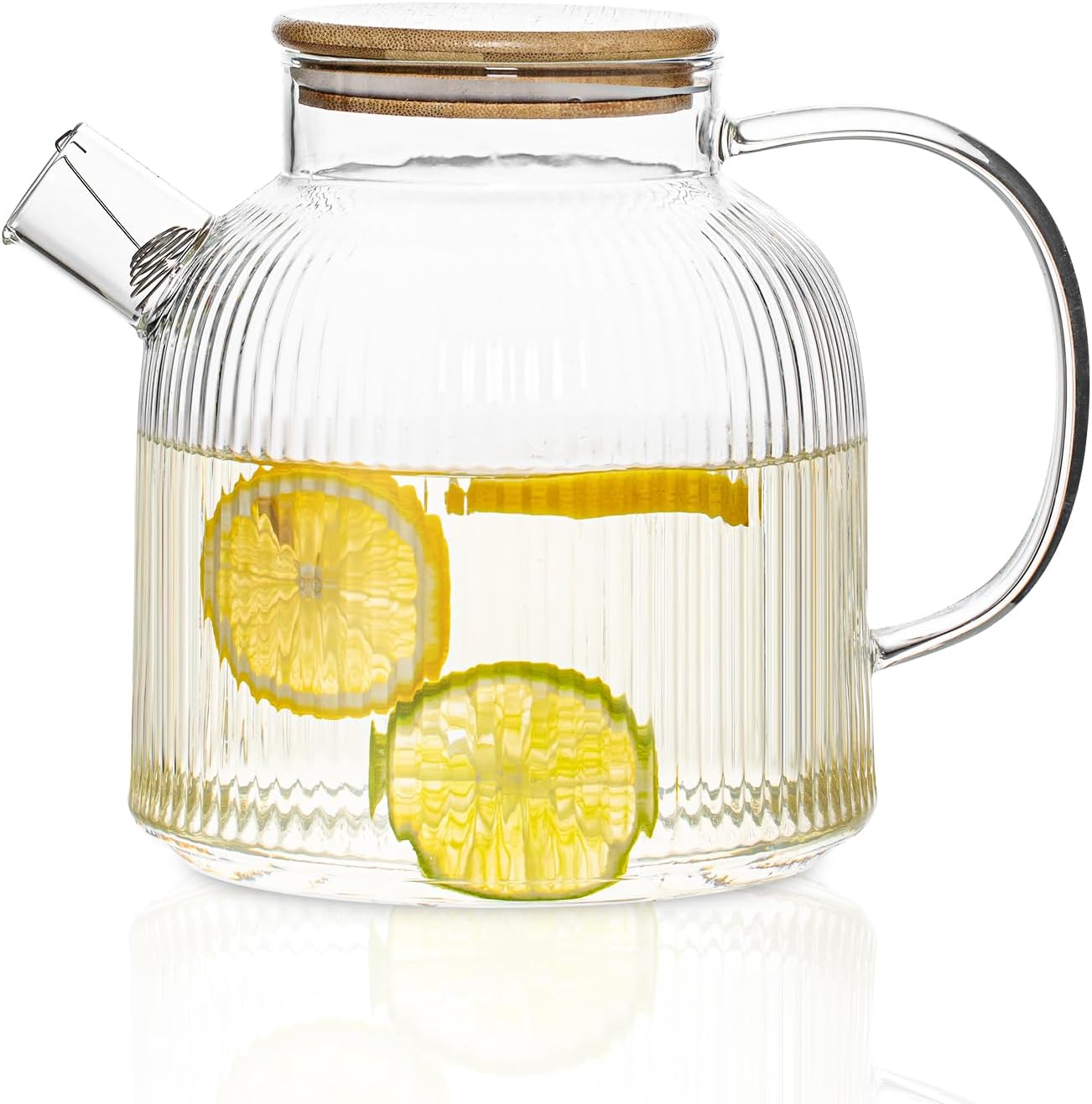 1000ml Glass Teapot With Removable Filter & Bamboo Lid - Stovetop Safe For Loose Leaf & Blooming Tea