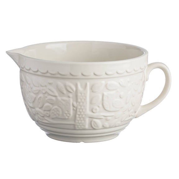 68oz Earthenware In The Forest Batter Bowl: Off-White Mixing Bowl, Dishwasher & Microwave Safe