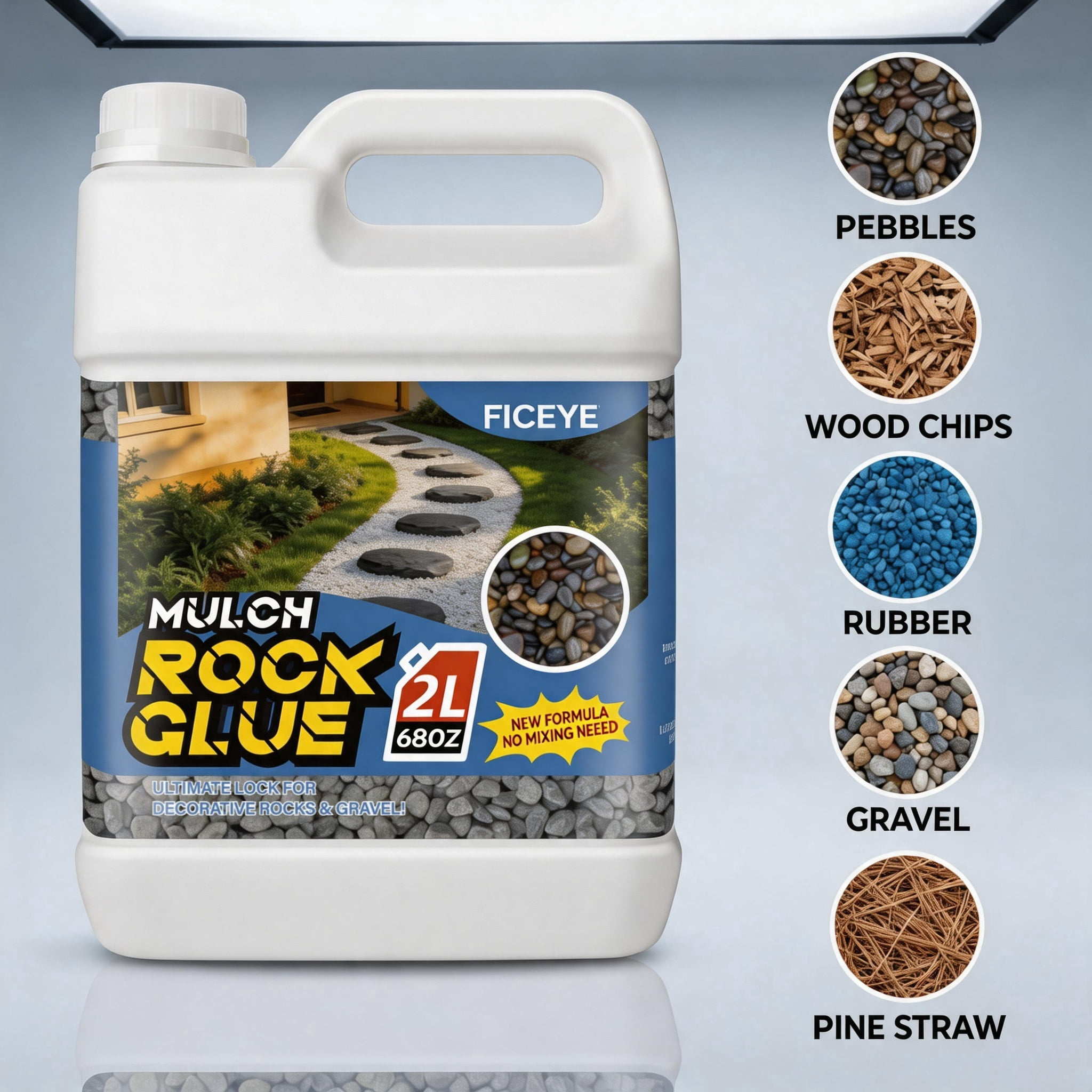 68oz Mulch Glue, Ready-to-Use Fast Drying Landscape Glue, Non-Toxic Strong Bond Mulch Binder, Rock & Pea Gravel Stabilizer, Outdoor Yard Landscaping Adhesive For Garden Decoration