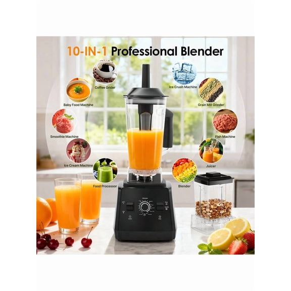 68oz Professional Blender & Grinder Set - 2-Cup Configuration, Smoothie/Sorbet/Milkshake/Juice, Christmas/New Year Gift, Stainless Steel