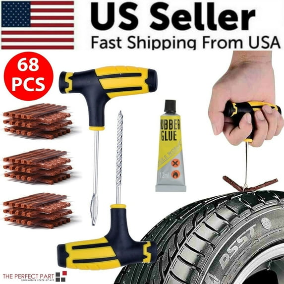 (YYL-Design)-- 68pc Tire Repair Kit DIY Flat Tire Repair Car Truck Motorcycle Home Plug Patch