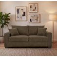 thumbnail image 1 of 69" 2 Seater Loveseat Sofa, Chenille Comfy Upholstered Small Couch with 2 Throw Pillows for Living Room, Apartment, Office (Coffee), 1 of 9