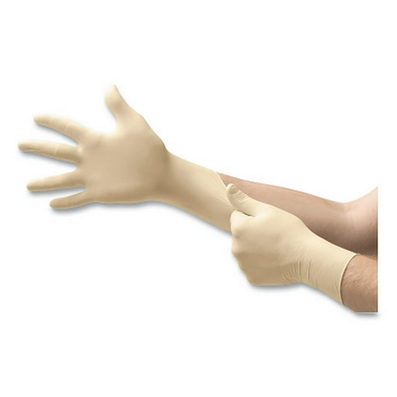 69-210 Natural Rubber Latex Disposable Gloves, Inner Polymer Coating/Powder-Free/Smooth, 3.5 mil Palm/4.3 mil Finger, X-Large