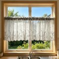 thumbnail image 1 of 69" × 22" Embroidered Lace Sheer Kitchen Curtain Valance, Rod Pocket Floral Window Treatment for Small Windows, 1 of 8