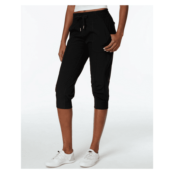 $69.50 Calvin Klein Women Commuter Active Woven Cropped Pants, Black, L