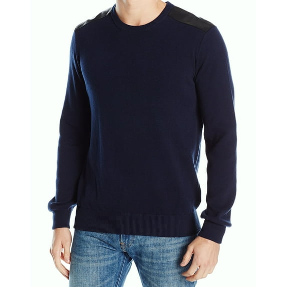 $69.50 Kenneth Cole Reaction Men's Faux Leather Trim Sweate Cotton Indigo XXL