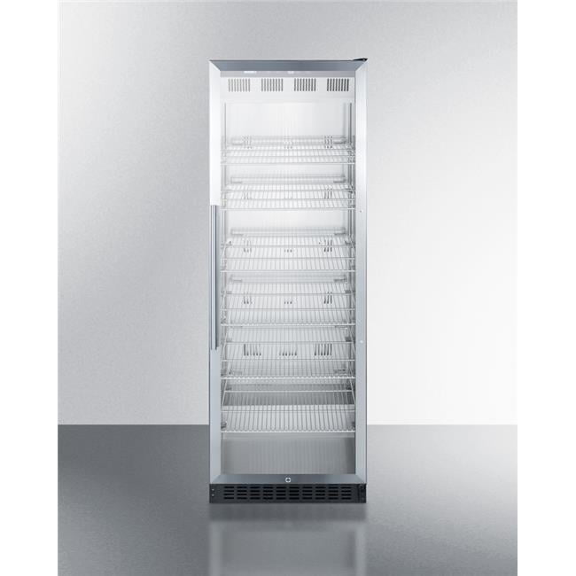 Black Stainless Steel Commercial Beverage Refrigerator with Glass Door