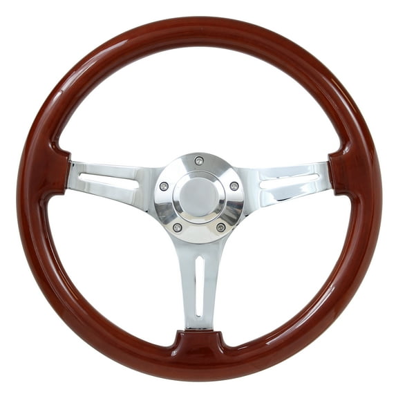 69-89 Cadillac All Models W/non-telescopic Column 14" Wood Billet Polished Steering Wheel Set Adapter & Horn