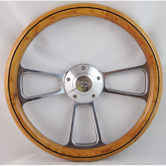 69-94 CHEVROLET CARS All Models excl. Corvette, Sprint, Spectrum, 86-88 Nova 14" Black Wood Billet Black Steering Wheel Set Adapter & Horn
