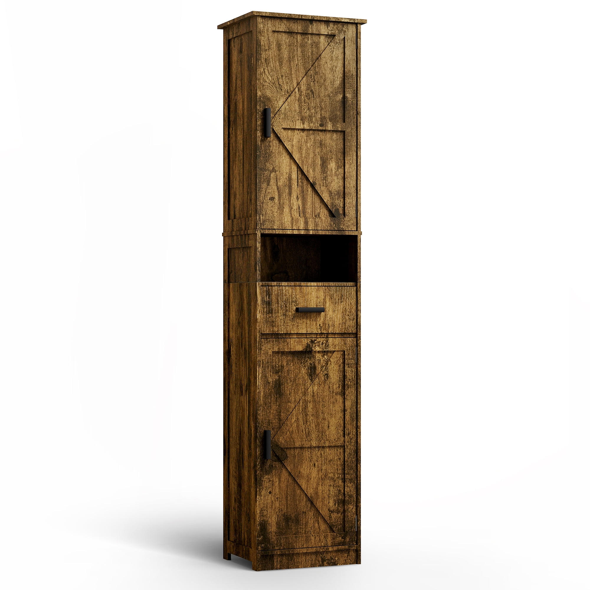 69" Bathroom Cabinet, Modern Floor Tall Cabinet With 1 Drawer, 2 Doors And Adjustable Shelves, Narrow Storage Cabinet For Home, Kitchen, Living Room