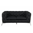 thumbnail image 1 of 69" Black Tufted Italian Leather and Chrome Love Seat, 1 of 5