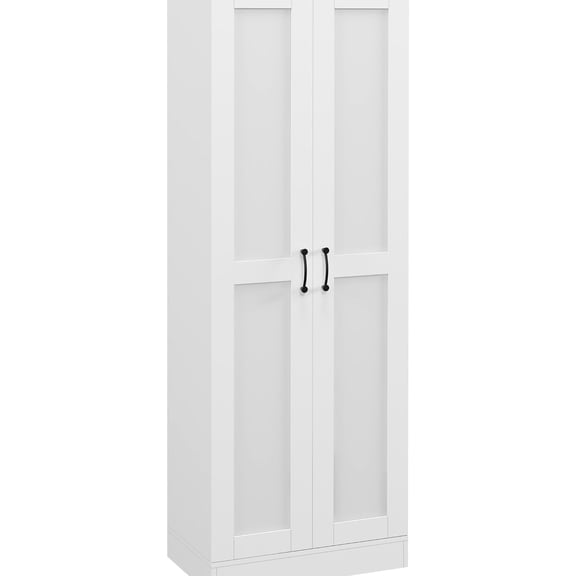 69" Cabinet With Movable Shelves, White For Storage Soft Close Doors, Bedroom