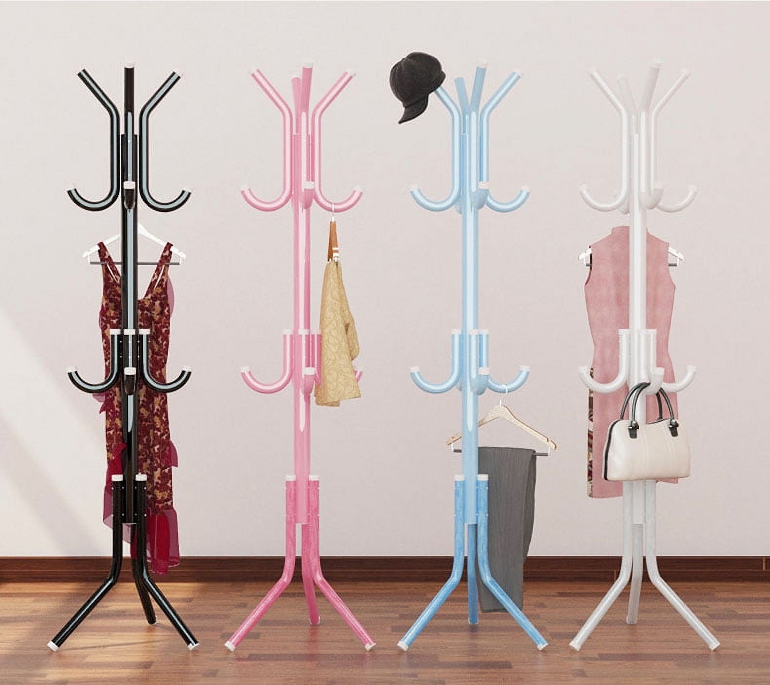 69" Coat Rack, Metal Frame Coat Tree, Free Standing Entryway Hat Coat