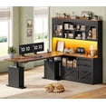 thumbnail image 1 of 69" Farmhouse L Shaped Standing Desk with 4 Drawers and Detachable Bookshelf, Height Adjustable Computer Desk for Home Office, 1 of 8