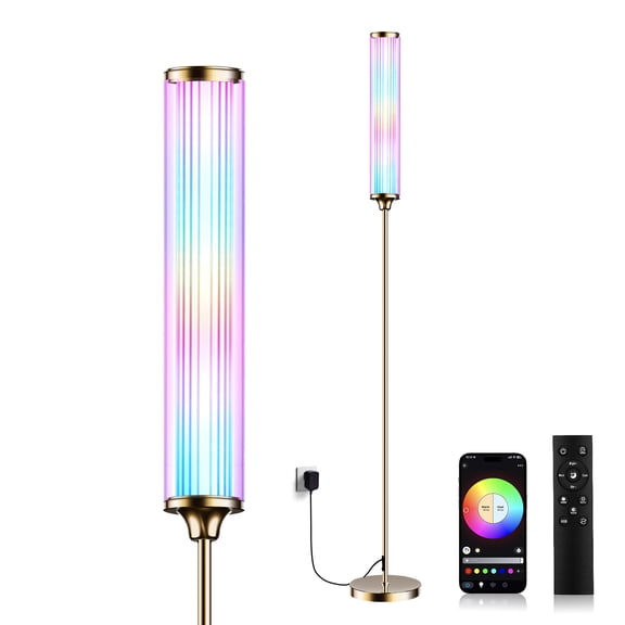 69" Floor Lamp, Smart RGBCW LED Corner Lamp with App & Remote Control, 16 Million Colors & 200+ Scene, Music Sync, Timer Setting, 1500 Lumen, Standing Lamp for Living Room, Bedroom, Gaming Room, Gold