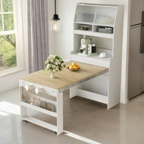 69"H 2-in-1 Kitchen Pantry Cabinet, Combines a Extendable 50.4"L Table