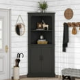 thumbnail image 1 of 69'' H Tall Farmhouse Corner Storage Cabinet with 2 Doors, Narrow Bathroom Cabinet with Storage Shelves, Corner Hutch for Kitchen, Dining Living Room, Black, 1 of 9