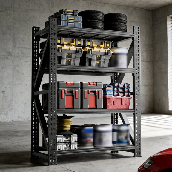 69" Heavy Duty Metal Shelving Unit – 4000 lbs Capacity Industrial Storage Rack for Garage, Black