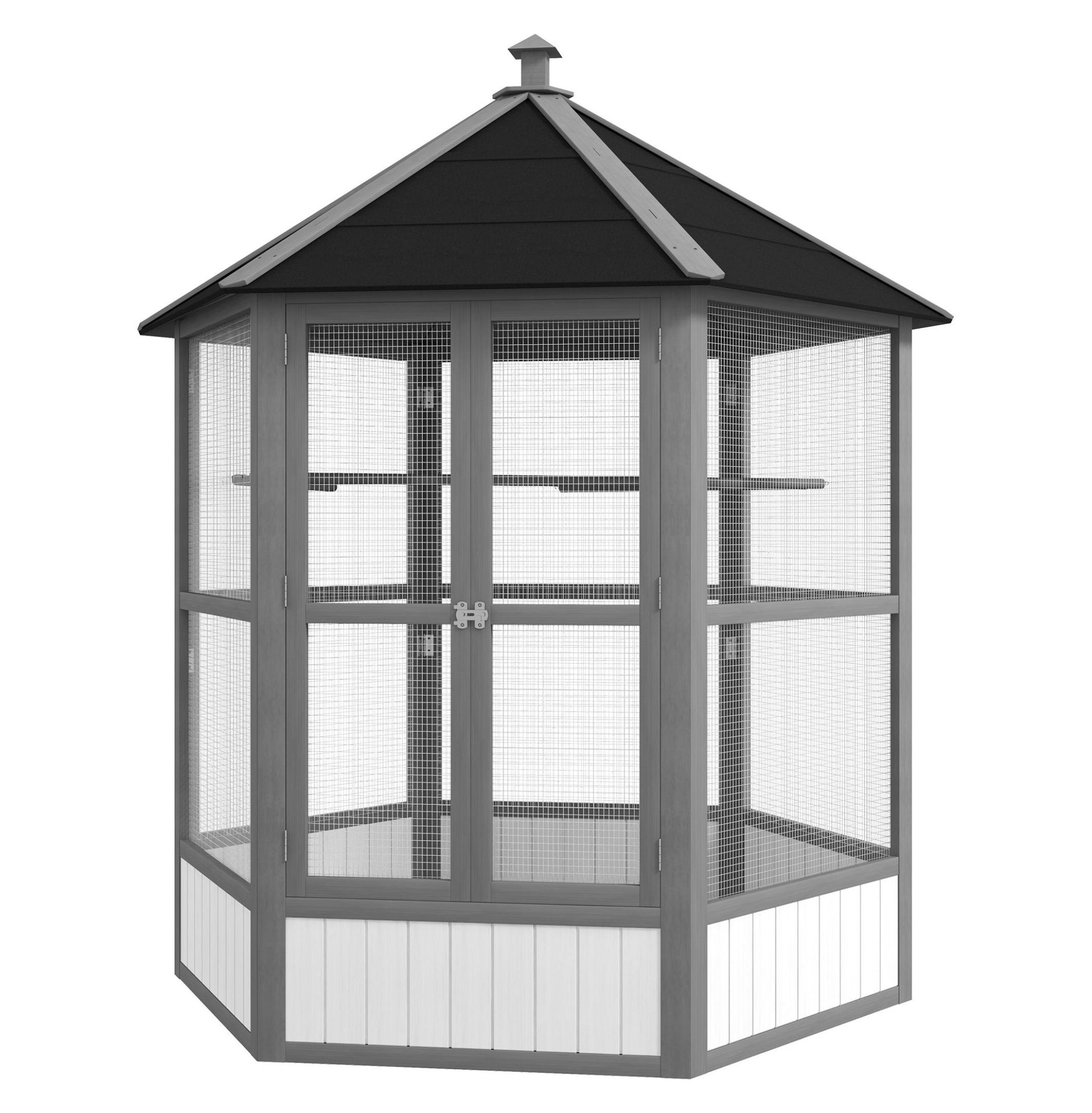 Photo inspiration: Gallery Detail: 69 Hexagonal Bird Cage Outdoor Aviary Weather Resistant Wood Flight