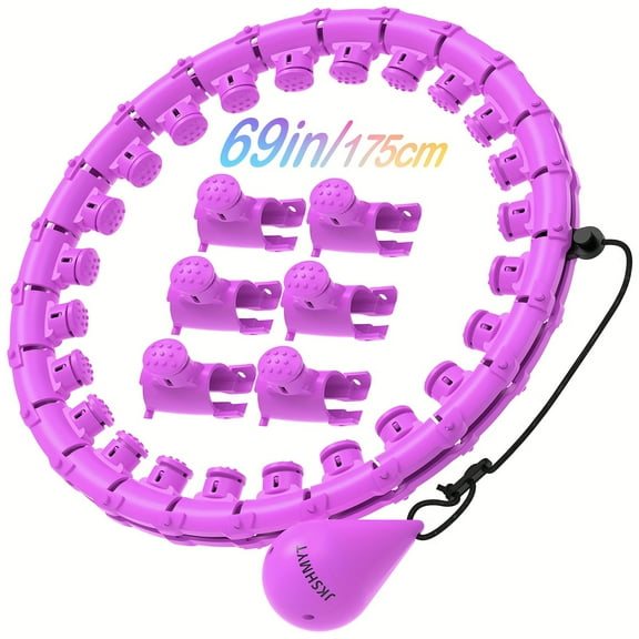 69 Inch 175cm Plus Size Weighted Workout Hula Hoop, Smart Pilates Exercise Circle With 30 Detachable Segments, Easy Assembly Fitness Hoop Suitable For Adults & Fitness Starters