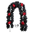 thumbnail image 1 of 69-Inch Black Leaf Red Rose Vine, PE Material, Gothic Dark Romance, Halloween Table Party Home Decor, 1 of 8