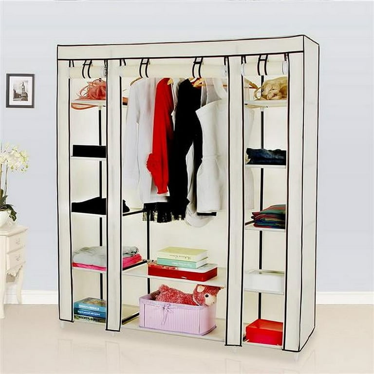 Great Choice Products 69 Portable Storage Organizer Clothes Wardrobe Closet w/ Metal Shelves Gray US