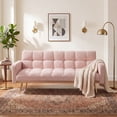 thumbnail image 1 of 69 Inch Soft Teddy Fleece Adjustable Green Sofa Bed, Multifunctional Couch for Living Room Bedroom Small Spaces, 1 of 9