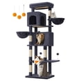 thumbnail image 1 of 69 Inch Tall Cat Tree Tower for Indoor Cats, Multi-Level Cat Condo with 2 Caves, 2 Baskets, 5 Scratching Posts, Self-Groomer, Perch, and Hammock, Dark Gray, 1 of 7
