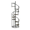 thumbnail image 1 of 69 Inch Wood Bookcase, Spiral Metal Frame, Staircase Design, Brown, 1 of 5