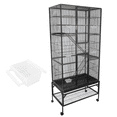 thumbnail image 1 of 69 Inch Wrought Iron Large Bird Flight Cage with Rolling Stand for Parakeets Canaries Cockatiels Lovebirds Conures, Black, 1 of 8