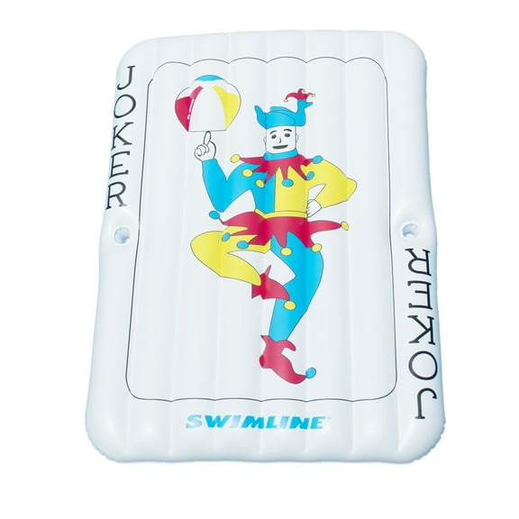 69" Inflatable White and Blue Joker Playing Card Pool Mattress