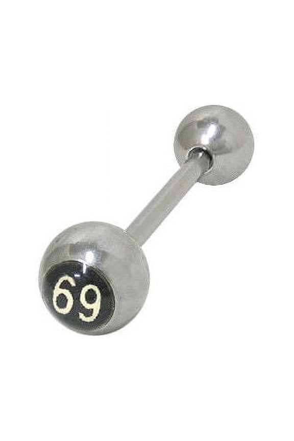 69 Logo Straight Barbell Tongue Ring