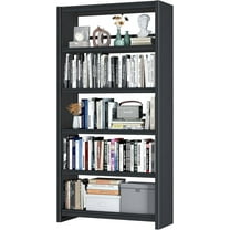 69" Metal Bookshelf,5 Tier Library Bookcase,Bedroom Bookshelves and Bookcases,Tall Book Case/Shelves for Living Room,Office,Black Large Bearing Book Shelf