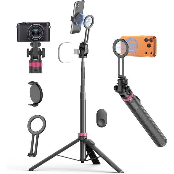 69" Monopod & Magnetic Phone Tripod for All Phones,Selfie Stick for Magsafe with Remote & Phone Mount Adapter,Portable Tripod for iPhone/Android,Camera Accessory Kits,Photo,Vlogging,Travel