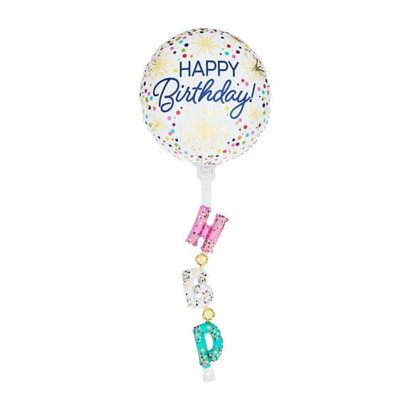 69 in Multicolor Confetti Happy Birthday Balloon with Inflatable Tail, by Way To Celebrate