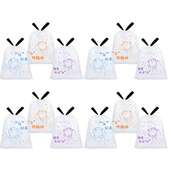 OUNONA Drawstring Trash Bags HDPE Portable Garbage Bags 69 Count Kitchen and Outdoor Waste Disposal