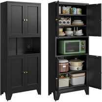 69" Pantry Cabinet,Tall Metal Storage Cabinet with Doors and Adjustable Shelves,High Freestanding Cupboard Locker for Kitchen,Dining Room,Living Room,Office,Black