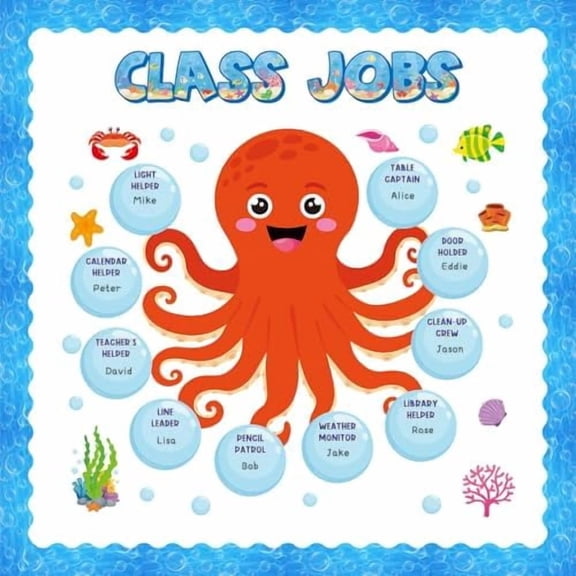 YNGLLC 69 Pcs Under the Sea Class Jobs Bulletin Board Sets Ocean Themed Classrooms Decorations Sea Animals Classroom Jobs Bulletin Board Teacher's Helper Classroom Decorations for Back to School