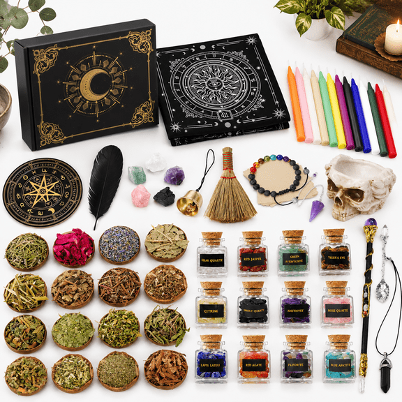 69-Piece Witchcraft Supplies Kit for Wiccan Altar and Spiritual Practice