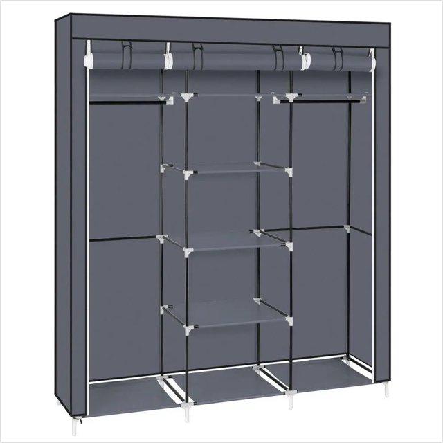 69" Portable Storage Organizer Clothes Wardrobe Closet w/ Metal Shelves