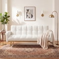 thumbnail image 1 of 69" Soft Teddy Fleece Sofa Bed, Couch with 3-Speed Convertible Design, Futon with Stable Durable Frame for Living Room Small Spaces, Beige, 1 of 9