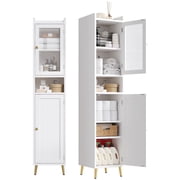EnHomee 69" Tall Bathroom Storage Cabinet,Narrow Linen Cabinet with 2 Door and Adjustable Shelves ,White