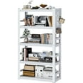 thumbnail image 1 of 69” Tall Metal Bookshelf, Heavy Duty Bookcase, Modular Bookshelf with Expansion Capability, 5-Tier Adjustable Bookshelves for Heavy Books, Library, Living Room, Office. White Bookshelf., 1 of 12
