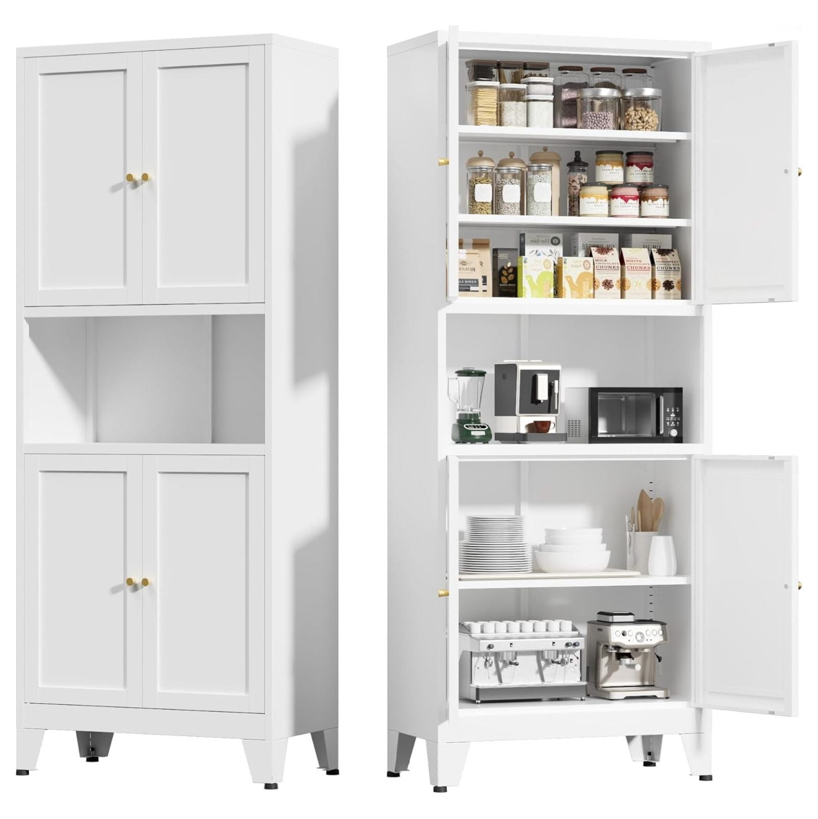 69" Tall Modern Kitchen Pantry,Metal Storage Cabinet with Adjustable