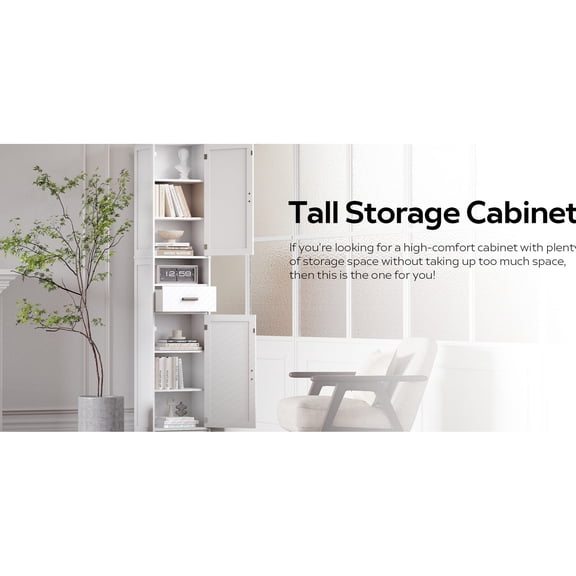 69" Tall Storage Unit with Drawer and Doors / Practical Storage for Urban Homes