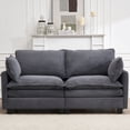 thumbnail image 1 of 69" Velvet Mid-Century Loveseat Sofa, 2 Seater Accent Loveseat Couch with Pocket Springs, Upholstered Loveseat with Armrest Bags for Living Room, Dark Gray, 1 of 9
