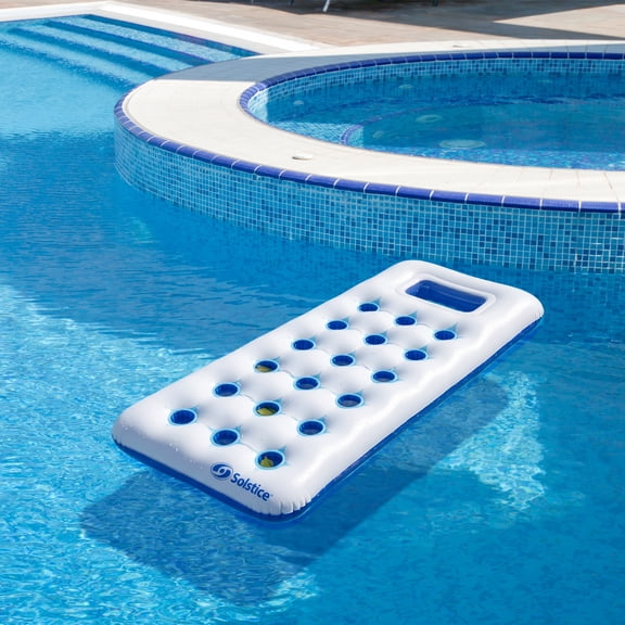 Swim Central 69" White and Blue Inflatable Window Lounger Mattress Pool Float