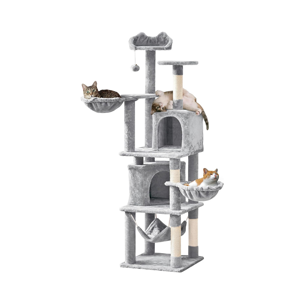 69 inch Cat Tree Tower with Large Double Cat Condo, Multilevel Cat