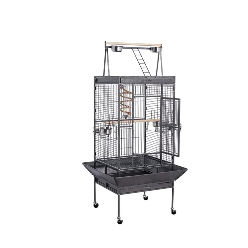 Picture of 69-inch Wrought Iron Rolling Large Bird Cage, Birdcage with Slide-out ...